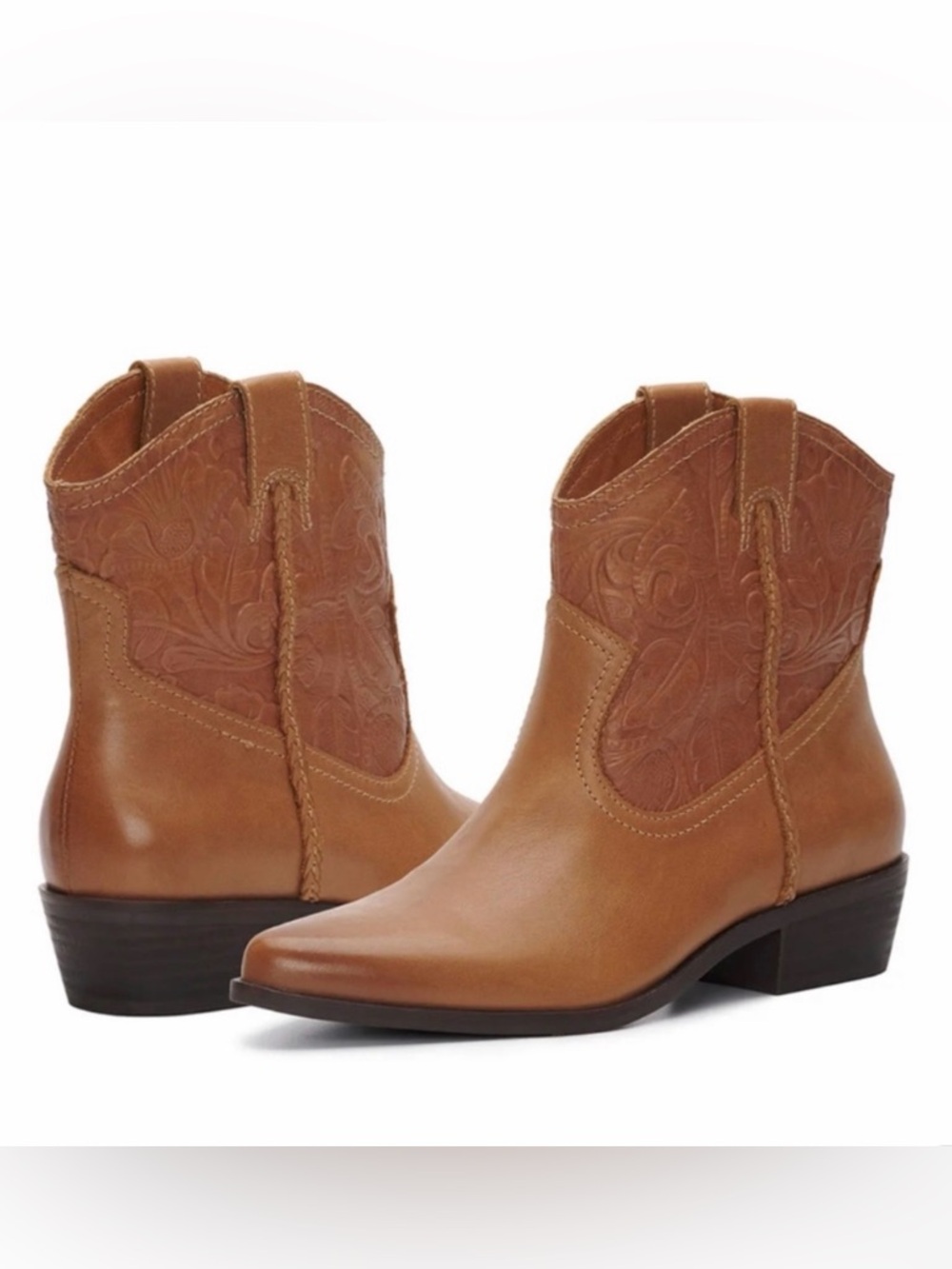 Lucky Brand Women's Tan Leather Western Ankle Booties